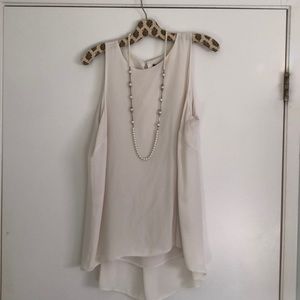 White Vince Camuto Hi-Lo Sleeveless Blouse